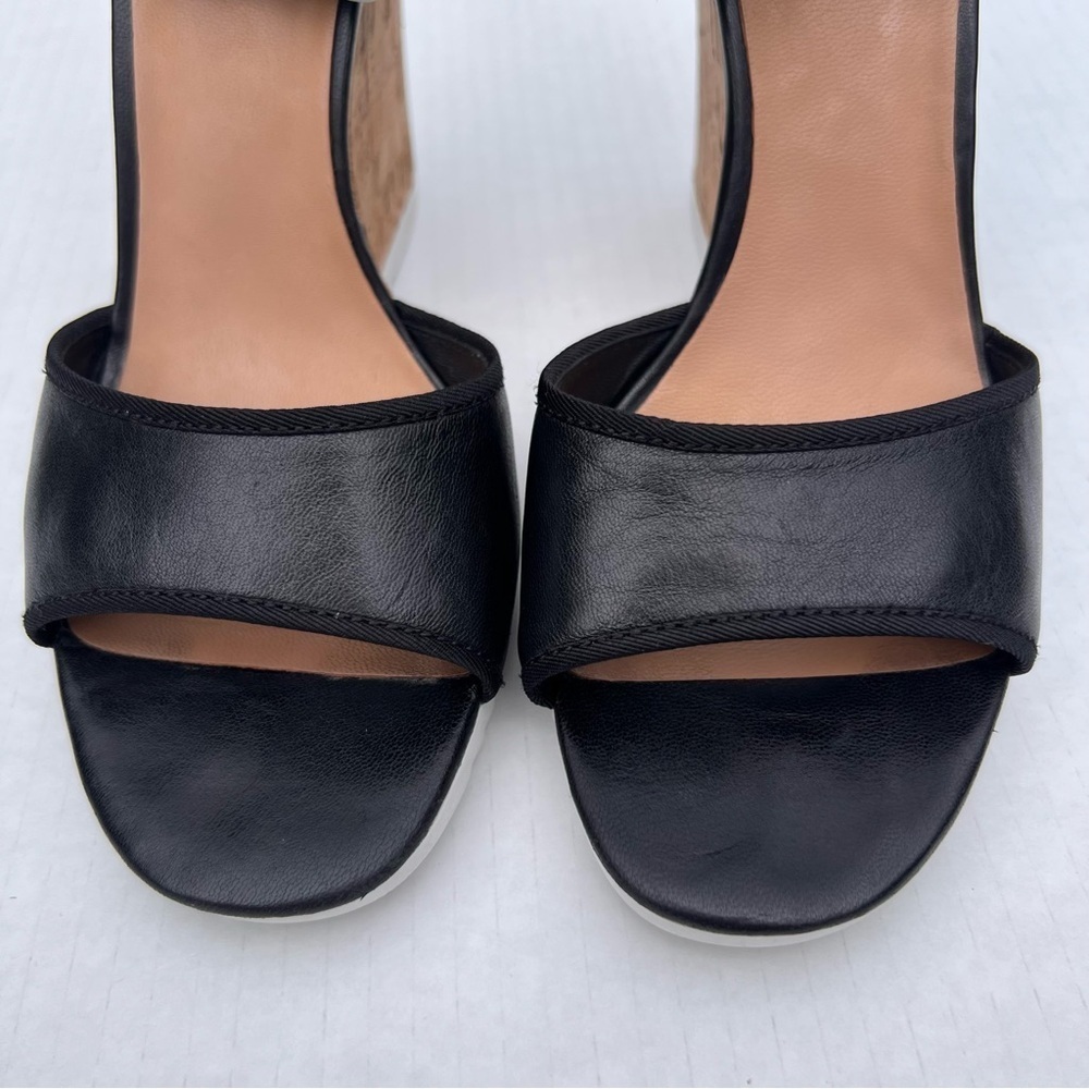 Elorie Leather Piper Two-Piece Cork Tread Wedge size 8 black like new - Picture 7 of 9